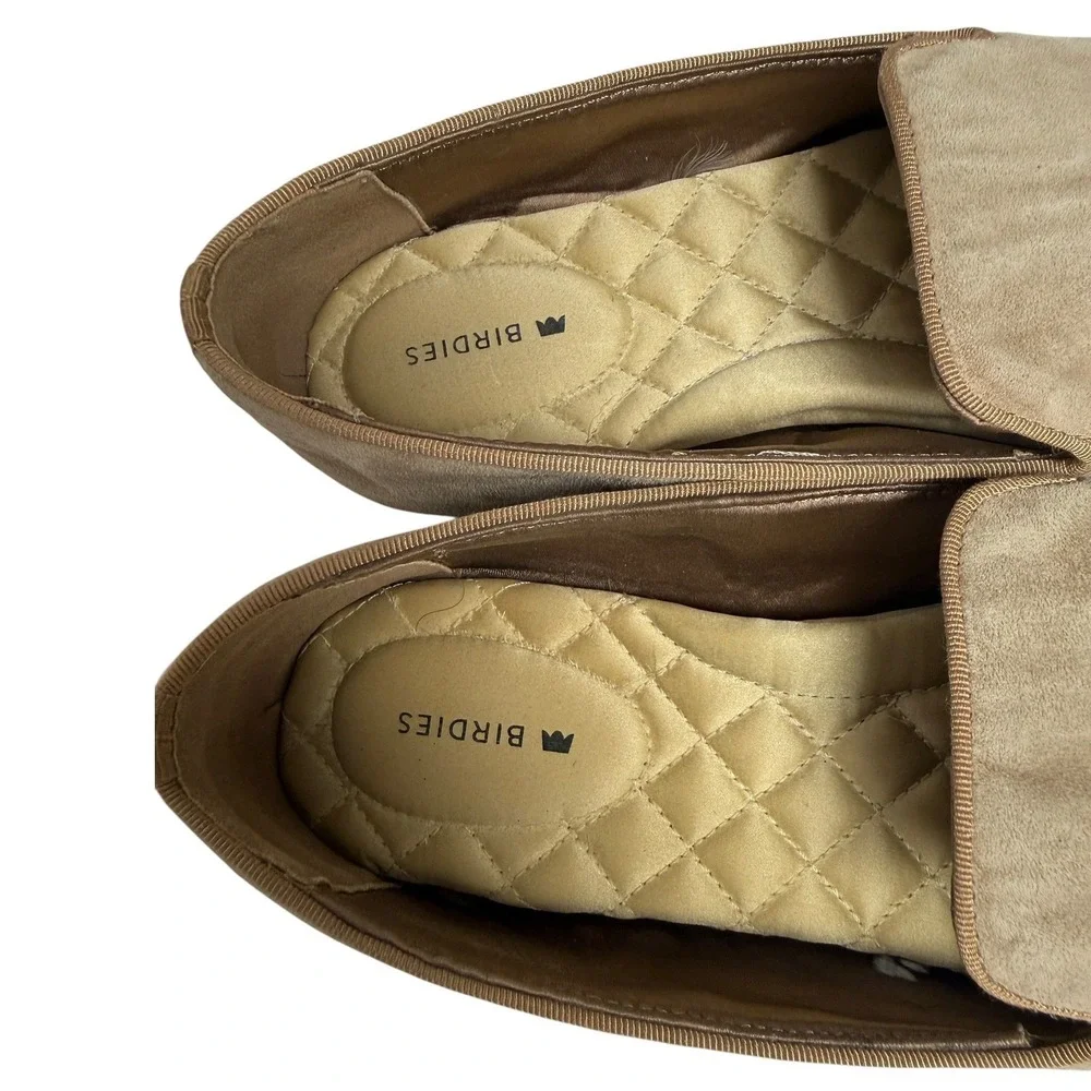 Birdies Starling Loafers Women 7.5 Tan‎ Taupe Suede Quilted Comfort Flat Shoes